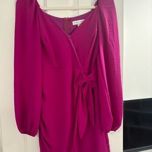 She + Sky Pink Wrap Tie Front Cocktail Dress